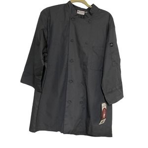 Chef Works Culinary Shirt Gray Poly/Cotton With 3/4‎ Sleeve Size L Button Up New